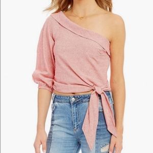 Free People "Get Down" One the Shoulder Blouse